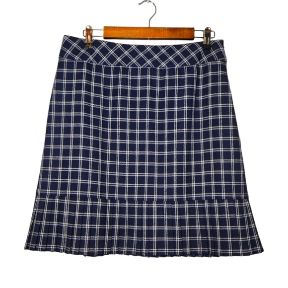 Pendleton Petite Navy Plaid Virgin Wool Skirt Size 12 - Picture 1 of 9